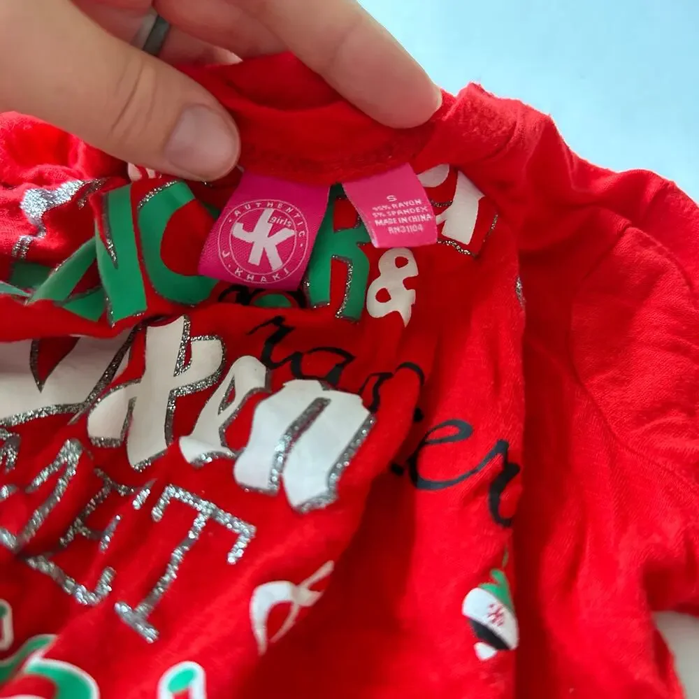 J. Khaki Girls' Red Rudolph Christmas Tee - Small
